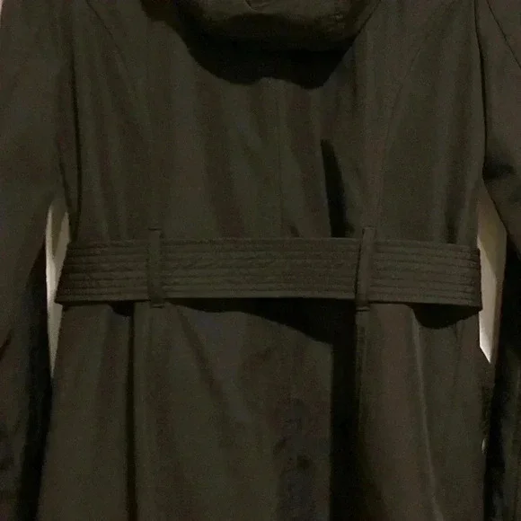 New Michael Kors Raincoat Womens w/ Belt Hideaway Zip Hood Black Sz. XS NWT - Picture 9 of 9